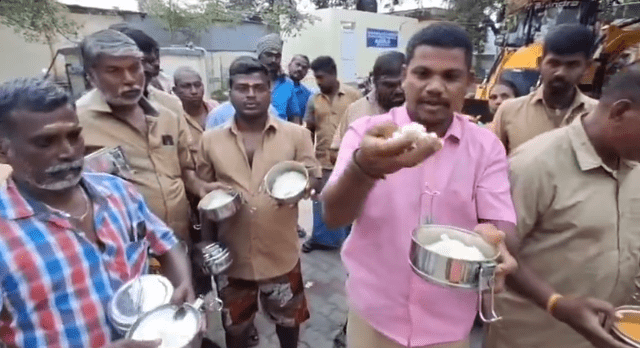 Tirunelveli Sanitation Workers Protest Over Poor-Quality Food Under State Scheme