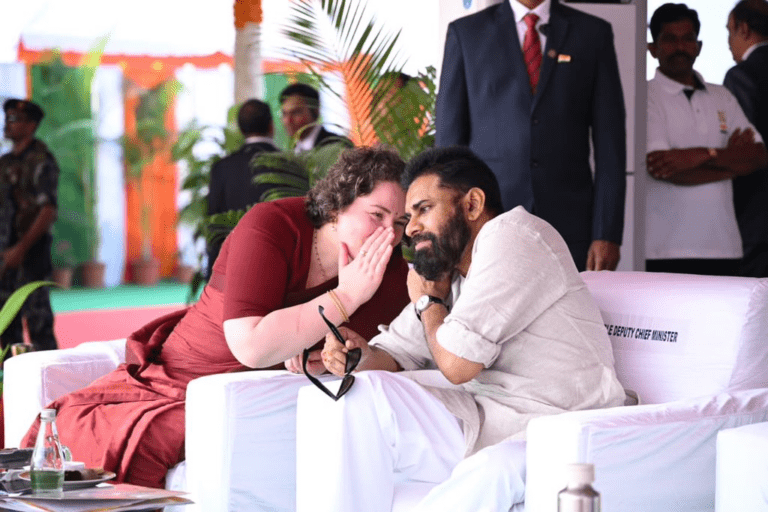 Deputy CM Pawan Kalyan Attendees Republic Day Parade with Wife Anna Lezhneva