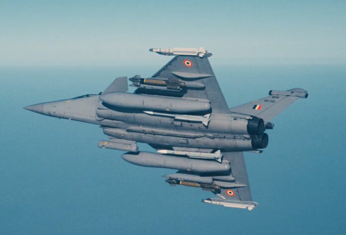Rafale fighter jet in flight