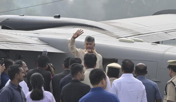 Chandrababu Naidu departing for Singapore