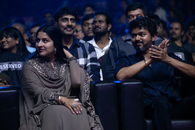 Vijay and Sangeetha at a public event