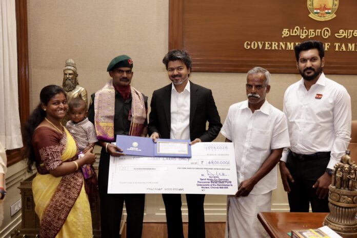 Vijay honors Kirti Chakra soldier in Chennai