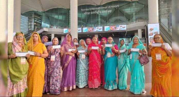 Noida International Airport first flight with farmers Noida International Airport first flight with farmers