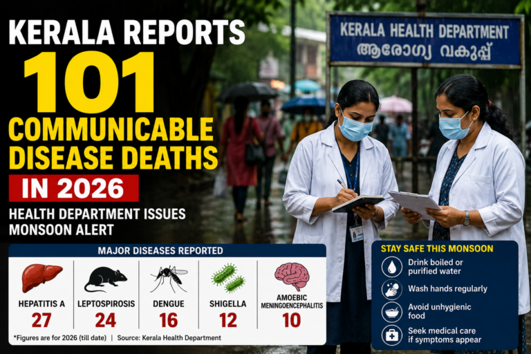 Kerala Reports 101 Communicable Disease Deaths in 2026; Health Department Issues Monsoon Alert