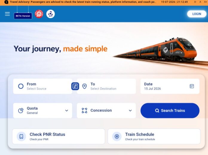 IRCTC Redesigned Website Beta interface for online railway ticket booking IRCTC Redesigned Website Beta interface for online railway ticket booking