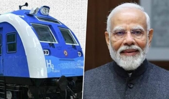 India's First Hydrogen-Powered Passenger Train flagged off by Prime Minister Narendra Modi India's First Hydrogen-Powered Passenger Train flagged off by Prime Minister Narendra Modi