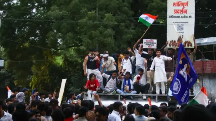 Students protesting at Jantar Mantar Students protesting at Jantar Mantar
