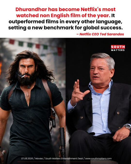 Netflix CEO Ted Sarandos praises Dhurandhar as the most-watched non-English film of the year