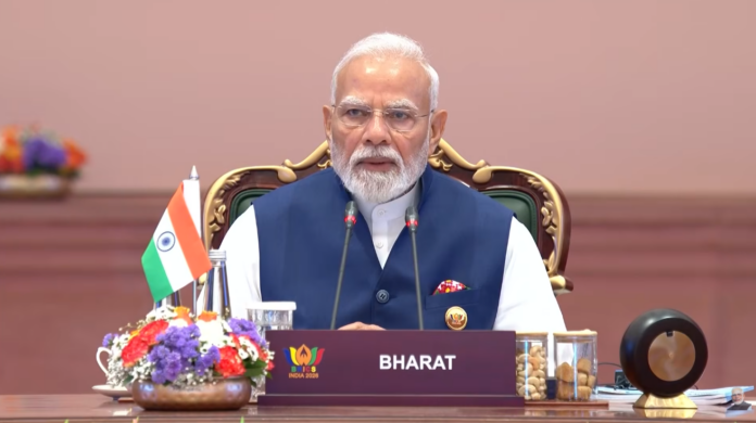 PM Modi delivering his address at the BRICS Summit session PM Modi delivering his address at the BRICS Summit session