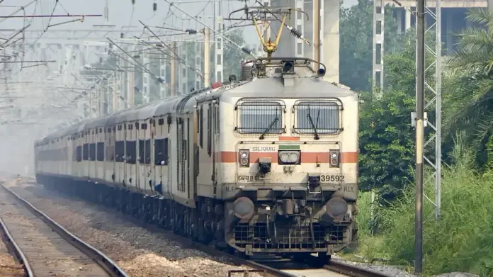 train at a New Delhi railway platform.