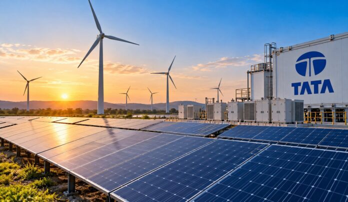 A solar power plant with rows of solar panels.
