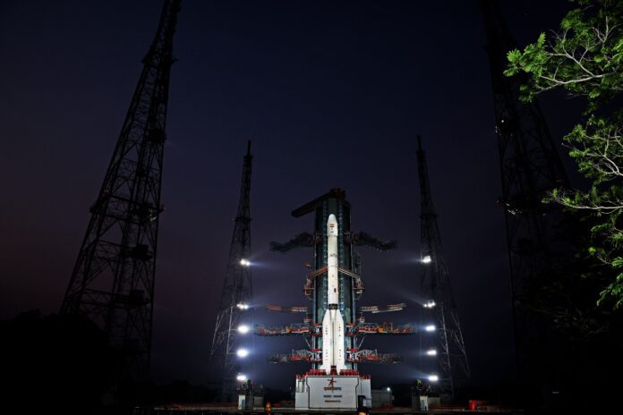 ISRO GSLV-F18 rocket launching the NVS-03 navigation satellite into orbit