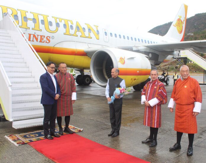Kiren Rijiju arrives in Bhutan for the 108 Jangchub Chortens consecration ceremony
