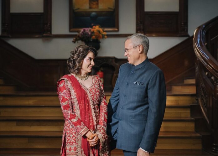 Omar Abdullah and journalist Nidhi Razdan at their wedding in New Delhi